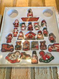 lot 258 image: Hand Painted Wood and Resin Christmas Ornaments