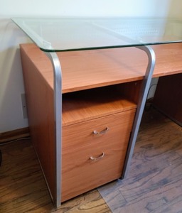 lot 229 image: Glass Topped Office Desk