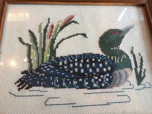 lot 329 image: Embroidered Loon Framed Art