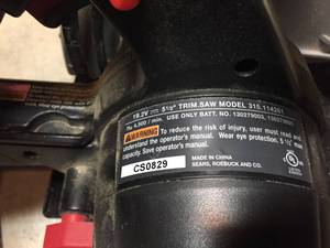 lot 338 image: Craftsman 19.2Volt 5.5 Inch Rechargeable Trim Saw