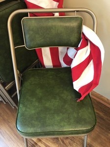 lot 157 image: 4 Folding Chairs and and American Flag