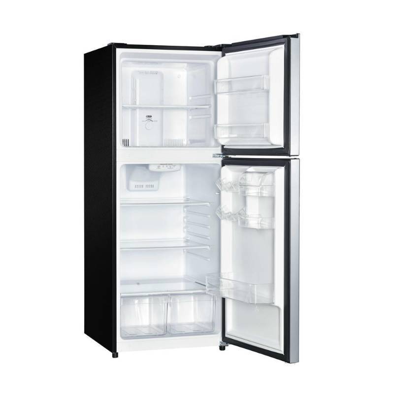 lot 101 image: Magic Chef 10.1 cu. ft. Top Freezer Refrigerator in Platinum Steel, HMDR1000ST - NEWNEVER USED