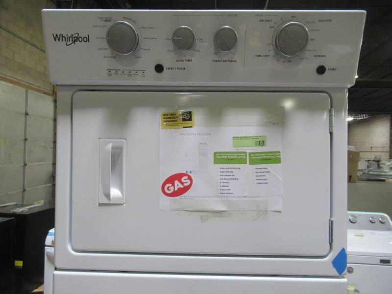 lot 102 image: Whirlpool Gas Stacked Laundry Center with 3.5-cu ft Washer and 5.9-cu ft Dryer WGT4027HW