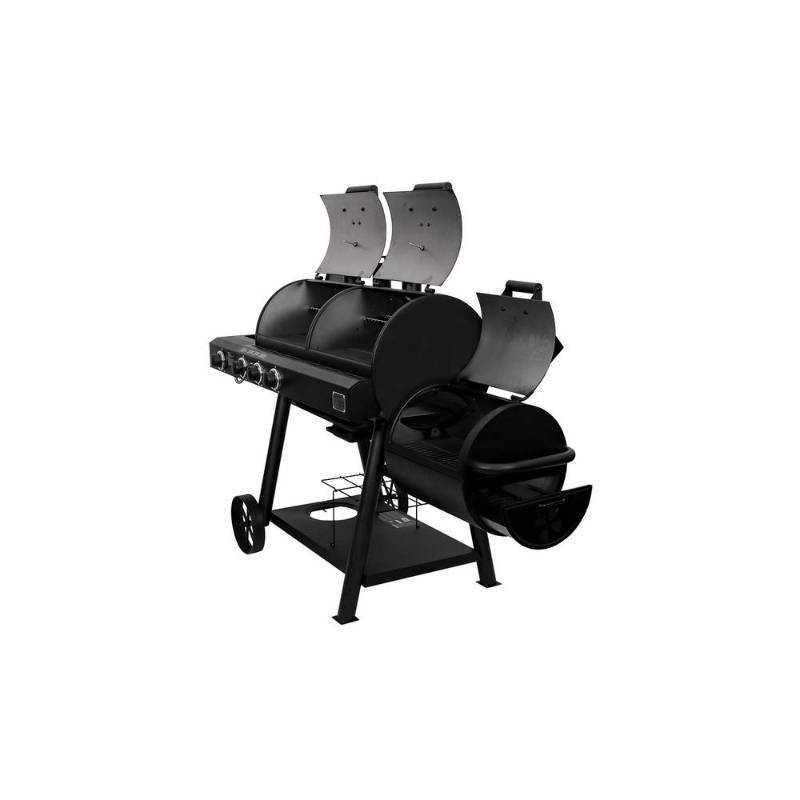 lot 103 image: BRAND NEW Char-griller Texas Trio 3-Burner Dual Fuel Grill with Smoker in Black, 3070.