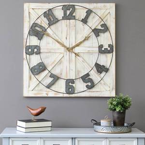 lot 105 image: Stratton Home Decor White Rustic Farmhouse Wall Clock, S11545
