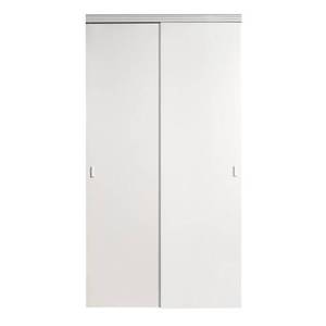 lot 601 image: Impact Plus 48 in. x 80 in. Smooth Flush Solid Core White MDF Interior Closet Sliding Door with Matching Trim, SFW342-4880M.