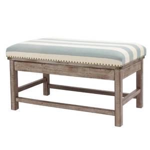 lot 126 image: Decor Therapy Farley Light Blue Upholstered Bench, FR8703 - Missing Nuts to Install Legs
