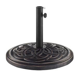 lot 127 image: Walker Edison Circle Weave Round Metal Patio Umbrella Base in Antique Bronze, HDB30RCWAB