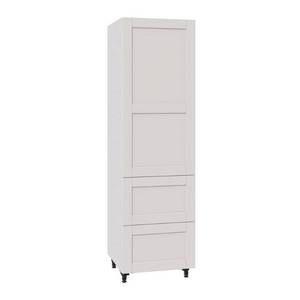 lot 133 image: J Collection Shaker Assembled 24 in. x 84.5 in. x 24 in. Pantry Cabinet w 2-Inner Drawers & 2-Pull Out Deep Drawers in Vanilla White, TB2D242484.512(LR)-WS - Some slight Side and back Corner Damage.