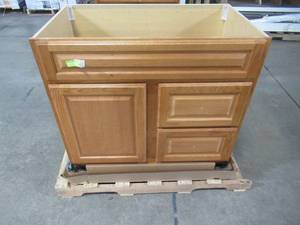 lot 301 image: Glacier Bay Hampton 36 in. W x 21 in. D x 33.5 in. H Bath Vanity Cabinet Only in Oak HOA36DY