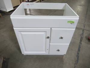 lot 303 image: Design House Wyndham 30 in. W x 21 in. D Bath Vanity Cabinet Only in White Semi-Gloss 597211