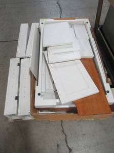 lot 321 image: Home Styles Americana White Kitchen Island With Drop Leaf 5002-94