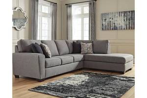 lot 5 image: NEW Ashley Furniture Larusi 2-Piece Sectional with Chaise in Gray, APK-13502. - LOW RESERVE OF $600.00