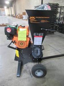lot 54 image: DEK 4 in. 15 HP 420cc Gas Powered Self-Feeding Commercial Duty Chipper Shredder with Trailer Hitch, Gloves, Goggles Included CH1M20