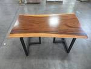 lot 28 image: Solid Wood Live Edge Walnut Dining Table (60362362) With Metal T Bases (MTBD) 60 x 34 x 2 14 - LOW $400.00 RESERVE