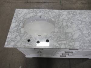 lot 51 image: Home Decorators Collection Melpark 60 in. W x 22 in. D Bath Vanity in White with Cultured Marble Vanity Top in White with White Sink Melpark 60W