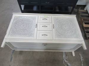 lot 67 image: Home Decorators Collection Chennai 61 in. W Double Vanity in White Wash with Engineered Stone Vanity Top in Crystal White with White Basins 9945400410