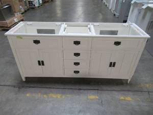 lot 79 image: Home Decorators Collection Artisan 72 in. W Vanity in White MD-V1759