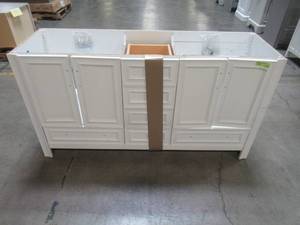 lot 81 image: Glacier Bay Candlesby 60 in. W x 19 in. D Bathroom Vanity in White CD60P2-WH