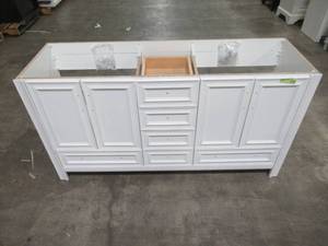 lot 94 image: Glacier Bay Candlesby 60 in. W x 19 in. D Bathroom Vanity in White CD60P2-WH