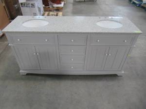lot 5 image: Home Decorators Collection Fremont 72 in. W x 22 in. D Double Vanity in Grey with Granite Vanity Top in Grey with White Basin MD-V1791