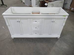 lot 8 image: Foremost Naples 60 in. W x 21-58 in. D x 34 in. H Vanity Cabinet Only in White nawa6021d