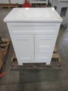 lot 15 image: Home Decorators Collection Sedgewood 24-12 in. W Bath Vanity in White with Solid Surface Technology Vanity Top in Arctic with White Sink PPLNKWHT24D
