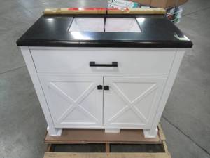 lot 20 image: Home Decorators Collection Ainsley 36 in. W x 22 in. D Bath Vanity in White with Granite Vanity Top in Black with White Basin Ainsley 36W-B