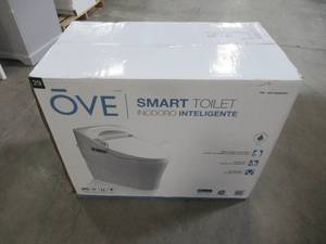 lot 1A image: OVE Decors Smart 1-piece 1.28 GPF Single Flush Elongated Toilet and Bidet with Seat in White 667580 - Brand New