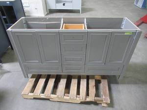 lot 33 image: Glacier Bay Candlesby 60 in. W x 19 in. D Bath Vanity in Sterling Gray CD60P2-ST