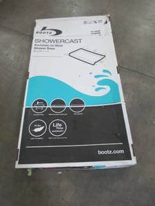 lot 38 image: Bootz Industries ShowerCast 60 in. x 30 in. Single Threshold Shower Pan in Matte Black with Square Chrome Shower Drain Cover Right Drain 010-1002-99CH