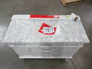 lot 107 image: Home Decorators Collection Sonoma 48 in. W x 22 in. D Vanity in White with Marble Vanity Top in White with White Basin Sonoma 48W