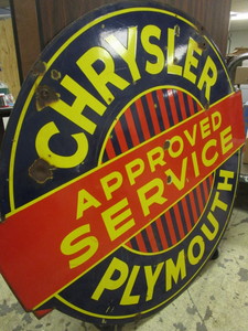 lot 802 image: VINTAGE CHRYSLER PLYMOUTH APPROVED SERVICE SIGN