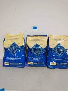 3  BAGS OF 30 LBS EACH OF Blue Buffalo Life Protection Formula Adult Chicken & Brown Rice Recipe Dry Dog Food