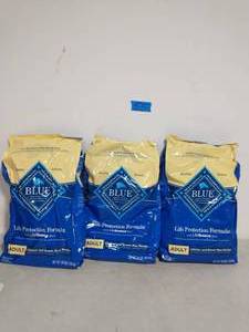 3  BAGS OF 30 LBS EACH OF Blue Buffalo Life Protection Formula Adult Chicken & Brown Rice Recipe Dry Dog Food