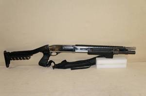 lot 2 image: Remington Wingmaster 870 Tactical 12 Gauge Shotgun - Nickel Plated