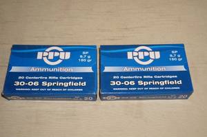 lot 28 image: 40 PPU .30-06 Springfield 150 Gr SP Ammo