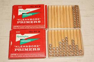lot 67 image: 2 Partial Boxes of Remington No 57 Kleanbore Shotshell Primers