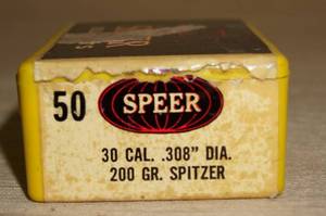 lot 74 image: Partial Box of Speer 30 Cal .308 200 Gr Spitzer Bullets