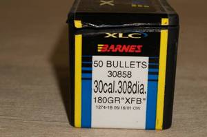 lot 75 image: Barnes XLC 30 Cal .308 180 Gr XFB Coated Bullets