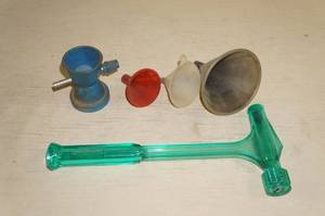 lot 100 image: Powder Trickler, Funnels, Hammer Tool
