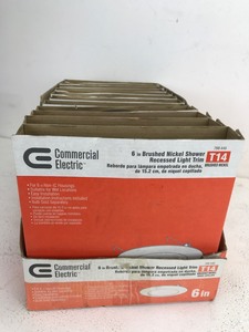 lot 54 image: NEW 6 Brushed Nickel Shower Recessed Light Trim (12 Units)