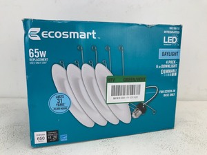lot 56 image: NEW EcoSmart 65w, 6, Downlight, Daylight, Dimmable (4 Pack)