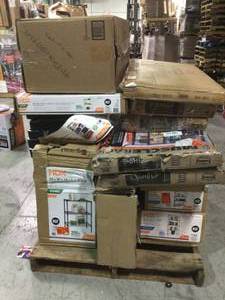 Pallet of assorted Shelving storage units various conditions open box customer returns
