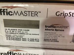 Lot of 20 cases Traffic Master Alberta Spruce 6 in. W x 36 in. L Luxury Vinyl Plank Flooring (24 sq. ft.  case) not used