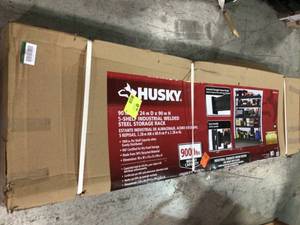 Husky Black 5-Tier Heavy Duty Industrial Welded Steel Garage Shelving Unit (90 in. W x 90 in. H x 24 in. D) see pictures