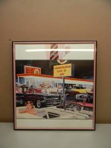 CLASS OF 57 BY  KEN EBERTS - PROFESSIONALLY FRAMED - GREAT PIECE - APPROX 25 BY 28 - SEE PICTURES
