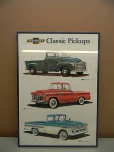 CHEVROLET CLASSIC PICKUPS  - PROFESSIONALLY FRAMED - VERY COOL PIECE - APPROX 20 BY 28 - SEE PICTURES