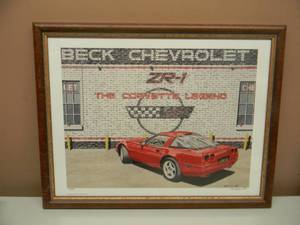 DANA FORRESTER  - THE CORVETTE LEGEND - HAND SIGNED AND NUMBERED LIMITED EDITION -  #18 OF 700 - PROFESSIONALLY FRAMED - GREAT PIECE - APPROX 20 BY 15 - SEE PICTURES