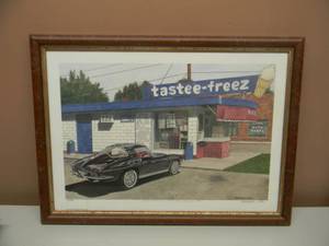 DANA FORRESTER  - TASTEE-FREEZ - HAND SIGNED AND NUMBERED LIMITED EDITION -  #72 OF 700 - PROFESSIONALLY FRAMED - GREAT PIECE - APPROX 20 BY 15 - SEE PICTURES